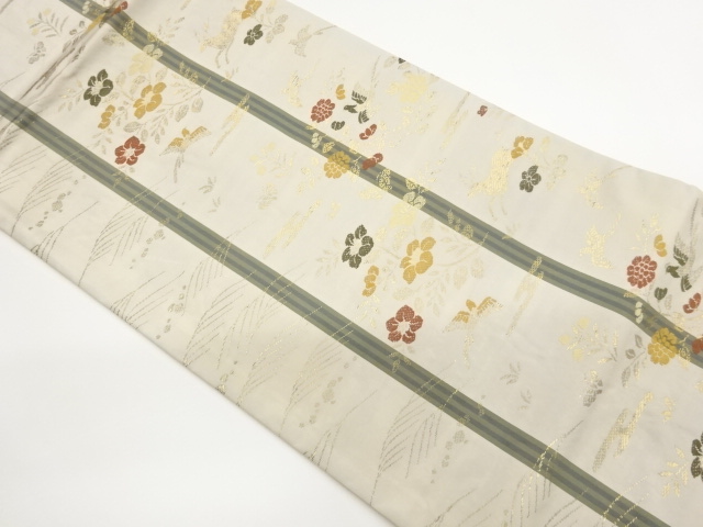 JAPANESE NAGOYA OBI / WOVEN FLORAL PLANTS